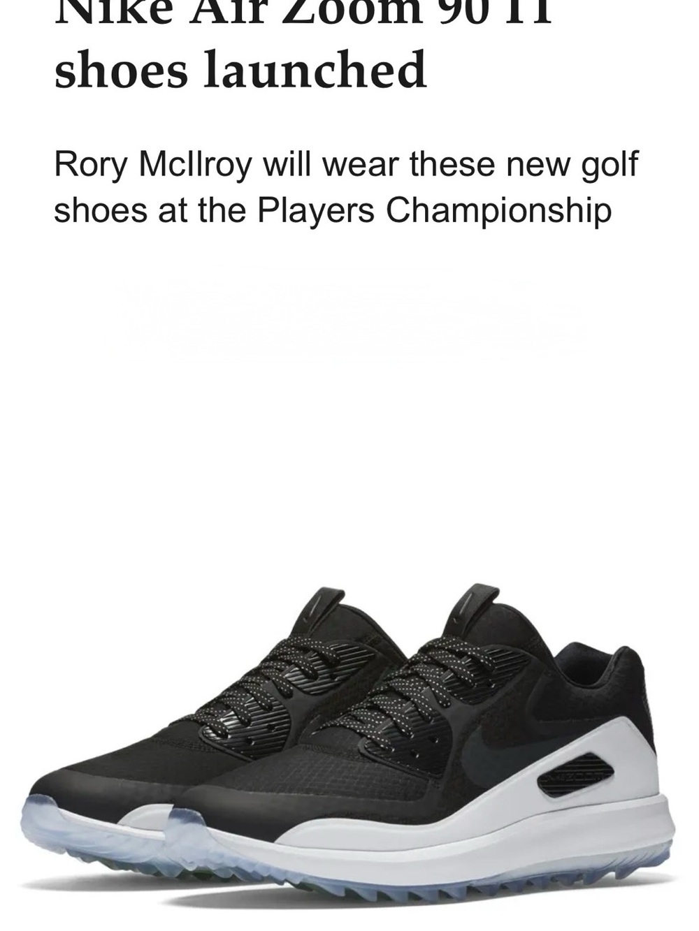 Nike Air Zoom 90 IT Black and White Golf Sneaker - Picture 8 of 10